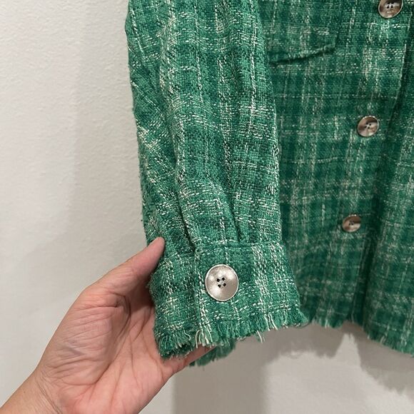 ZARA Woven Plaid Over Shirt Women's S Green Casual Comfy Retro 90s Y2K Boho - Picture 3 of 10